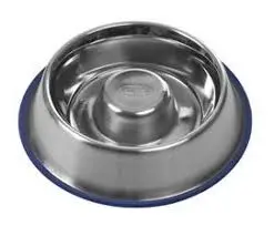 Buster Stainless Steel slow feeder blue base Medium.webp