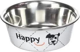 Happy Stainless Steel Dog Bowls White,.webp