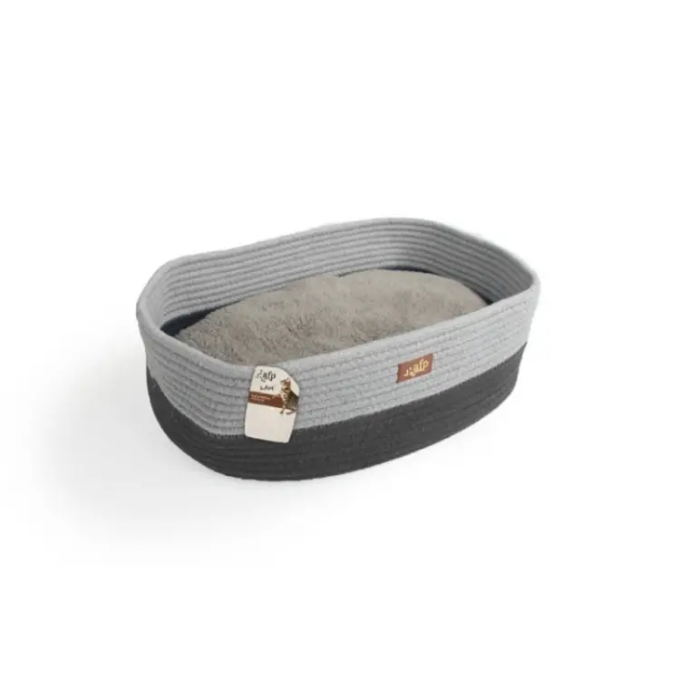 Oval Rope Cat Bed Grey.webp