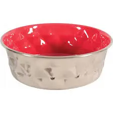 Diamonds Stainless Non-Slip Dog Bowls Red, 2.6 L.webp