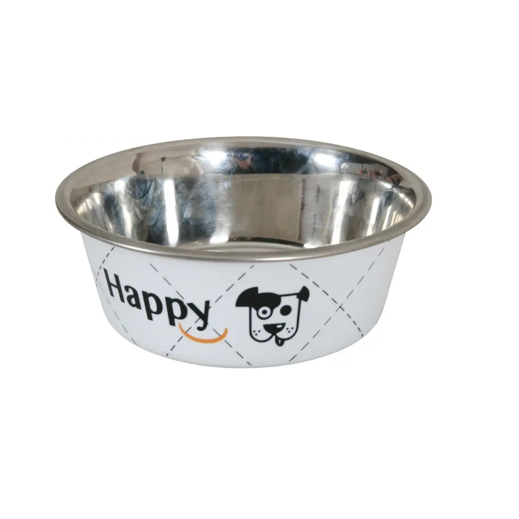Happy Stainless Steel Dog Bowls White, 2.65 L.webp