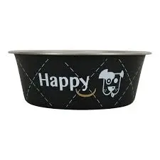 Happy Stainless Steel Dog Bowls Black, 0.8 L.webp