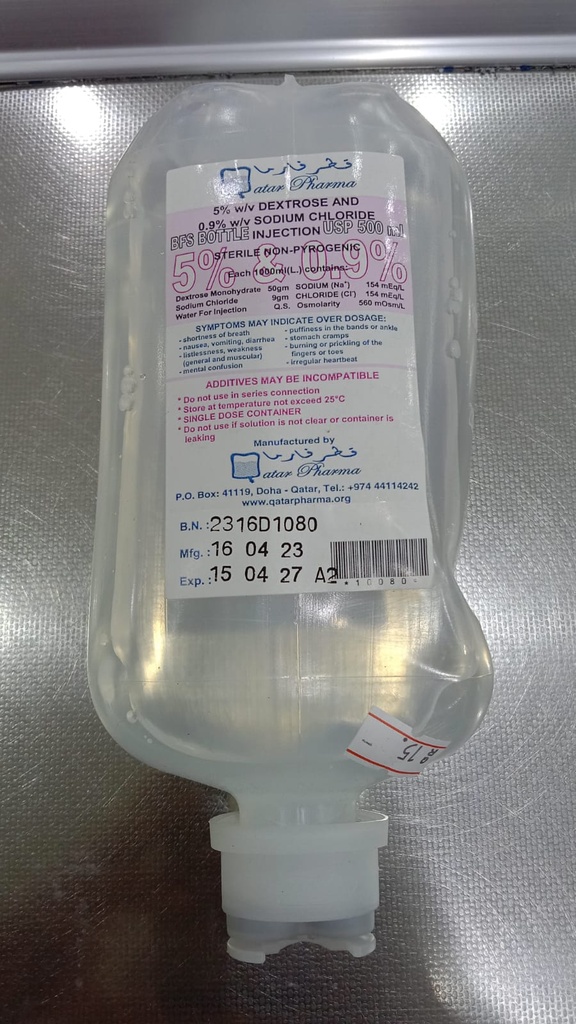  MIX DEXTROSE 5%-NORMAL SALINE 500MLمزج 