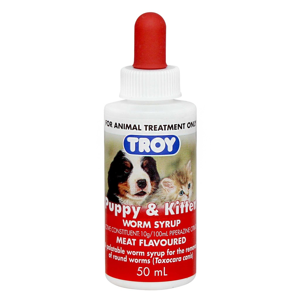 PUPPY & KITTEN WORM SYRUP 50ML-TROYشراب مضاد ديدان للقطط والكلاب الصغير