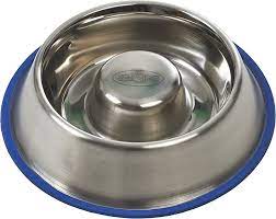 Buster Stainless Steel slow feeder blue base Mediumصَحن