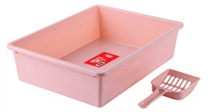 CAT LITTER TRAY WITH SCOOP PINK صندوق رمل مع مغرفة
