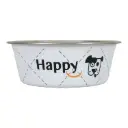 Happy Stainless Steel Dog Bowls White, 1.5 Lوعاء كلب ستانلس ستيل