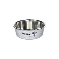 HAPPY STAINLESS STEEL DOG BOWLS WHITE 0.4Lالسلطانيات