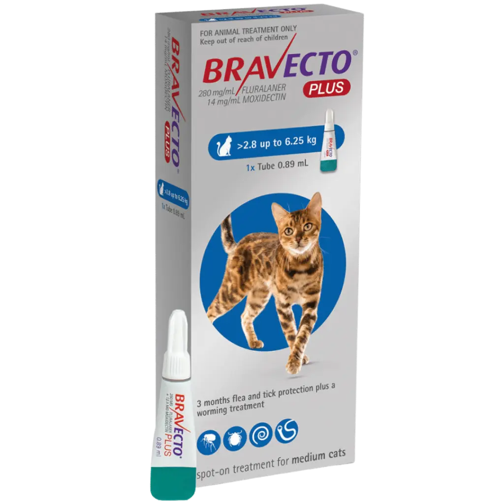 BRAVECTO PLUS CAT 250MG 2.8-6.25KGبرافيكتو