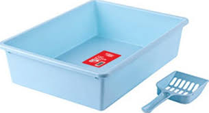 CAT LITTER TRAY WITH SCOOP BLUEفضلات القطط