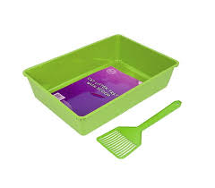 CAT LITTER TRAY WITH SCOOP GREENصندوق رمل مع مغرفة