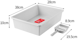 CAT LITTER TRAY WITH SCOOP WHITE صندوق رمل مع مغرفة