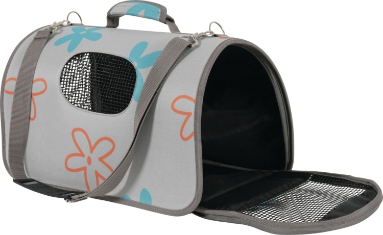 PET CARRIER FLOWER GREY SMALLحقيبة نقل الحيوانات الأليفة
