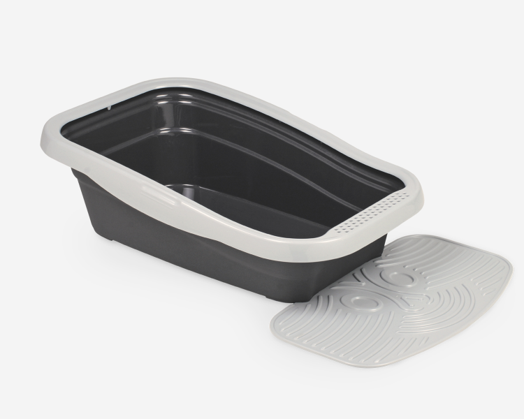 Nella Kit Cat Litter Tray with Mat - 80 x 36.5 x 18 cm/Greyصندوق فضلات للقطط