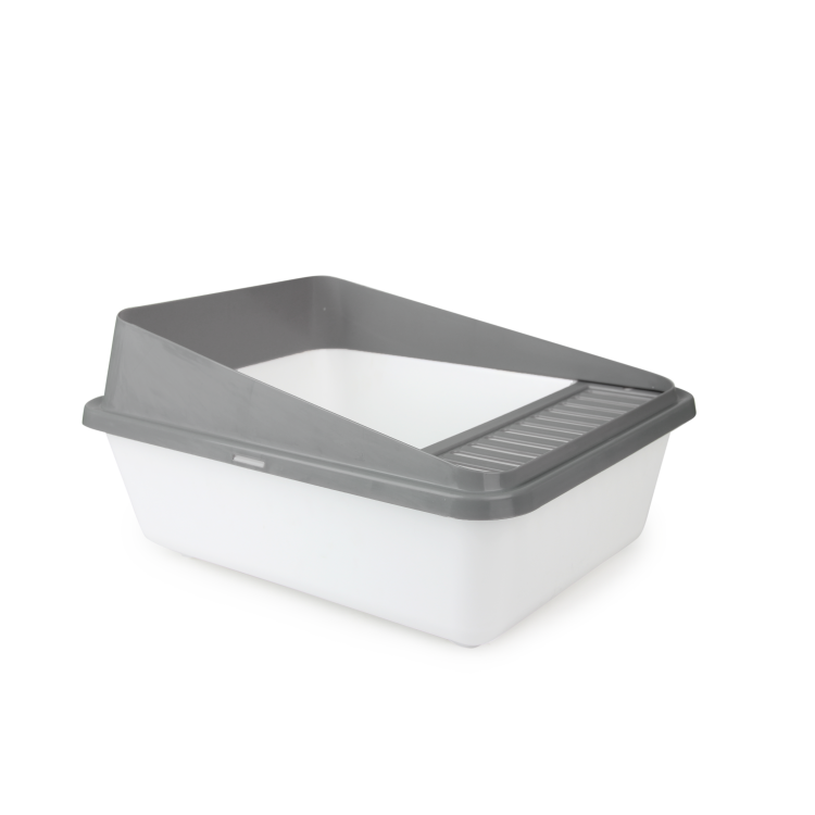 GO FRESH HIGH BACK CAT LITTER BOX S-GREYفضلات القطط