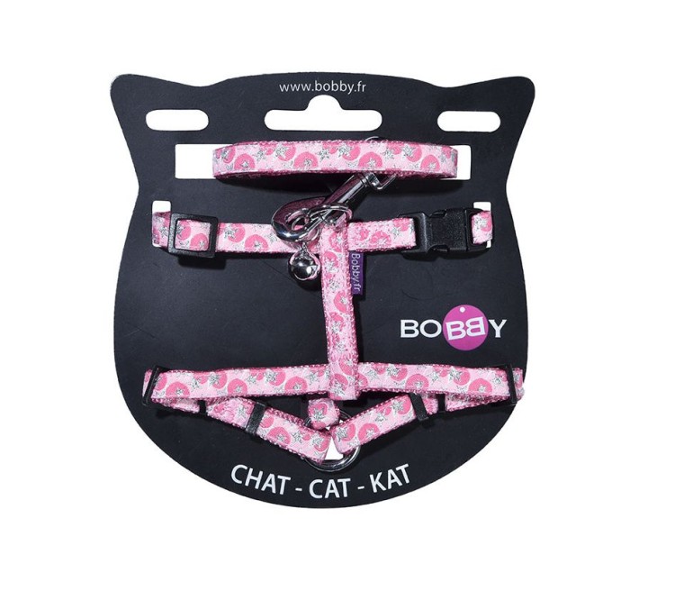 Confetti Cat Harness & Lead - Pink / XSتسخير القط