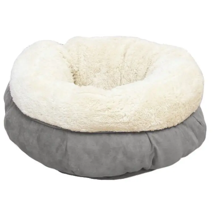 Lambswool Donut Cat Bed Greyسرير قطط دائري صوف
