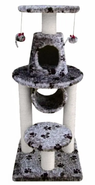 BONALTI Cat Play Tower Grey with Paw Printبونالتي كات بلاي تاور،رمادي