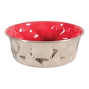 Diamonds Stainless Non-Slip Dog Bowls Red, 1.L صَحن 