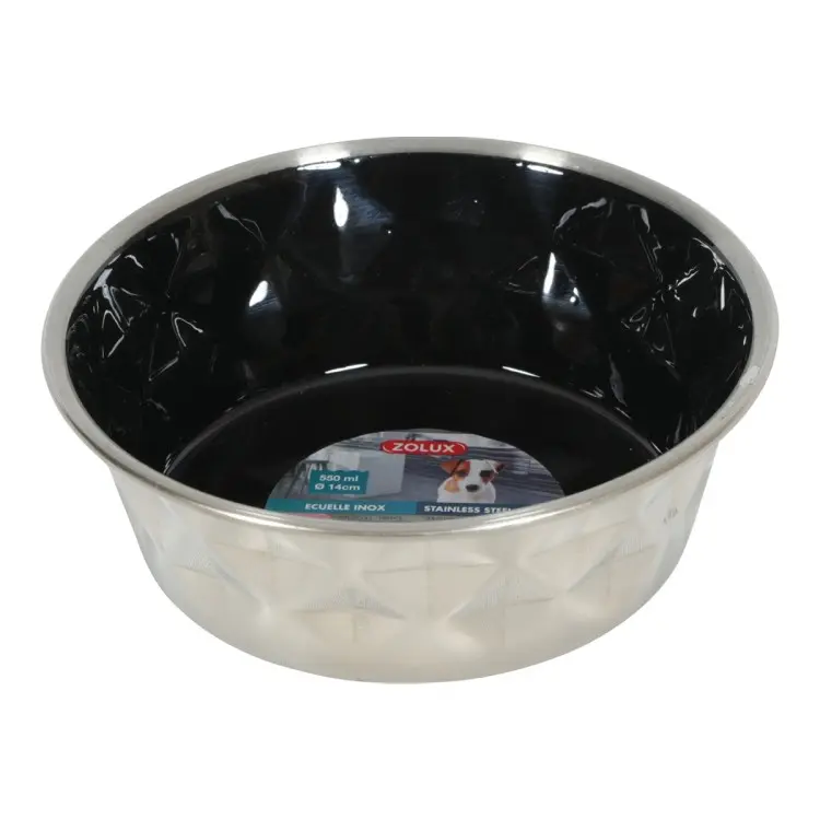 Diamonds Stainless Non-Slip Dog Bowls Black, 550 mlوعاء ستانلس نحاس مانع للانزلاق