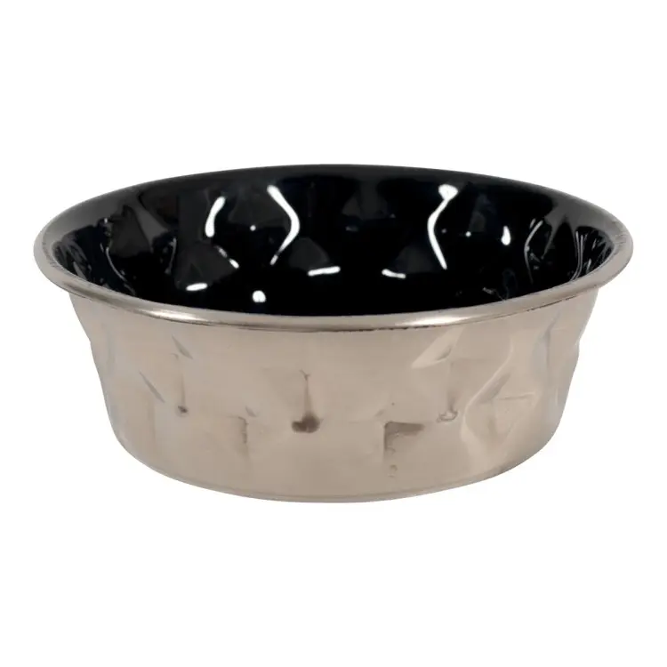 Diamonds Stainless Non-Slip Dog Bowls Black, 2.6 Lوعاء ستانلس نحاس مانع للانزلاق