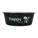 Happy Stainless Steel Dog Bowls Black, 0.8 Lوعاء كلب ستانلس ستيل