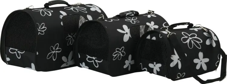 Pet Carrier Flower Black, Largeحقيبة نقل الحيوانات الأليفة