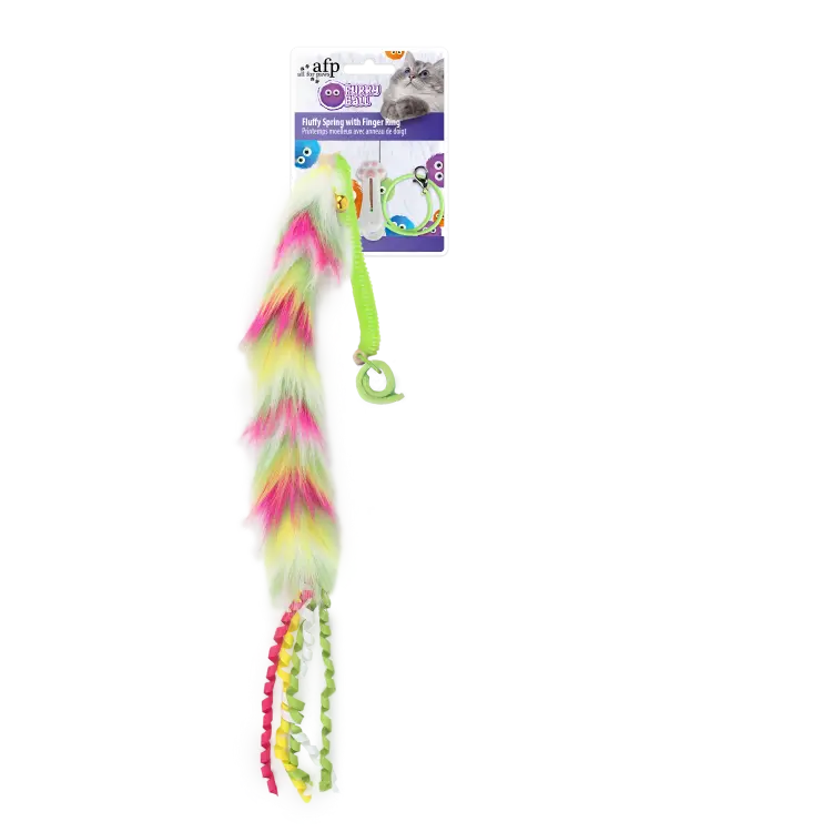 Furry Ball Fluffy Spring with Finger Ring Pink   كرة فروي زغبية مع حلقة إصبع برتقالية  