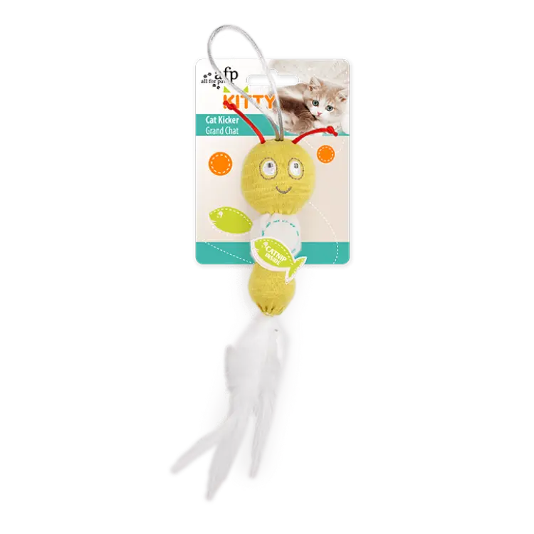 Kitty Feather Caterpillar Yellowدودة ريش للقطط صفراء
