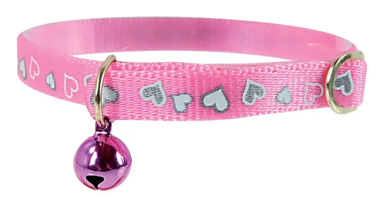 Reflective Heart Collar Pink   طوق 