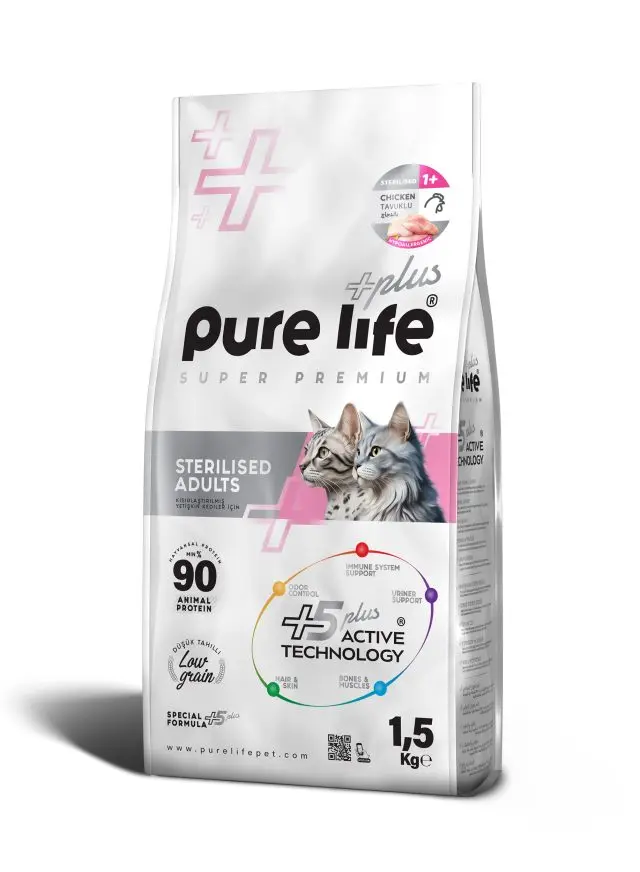 PURELIFE STERILIZED CAT 32/15 CKN 1.5KGطعام القطط المعقمة دجاج