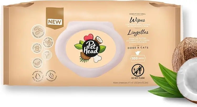 Pet Head Sensitive Soul Wipes 100/pkمناديل مبللة للروح الحساسة  
