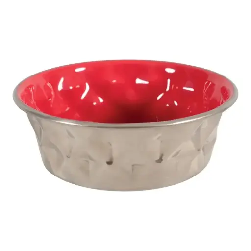 [SVT-0509] Diamonds Stainless Non-Slip Dog Bowls Red, 1.15 L  صَحن  