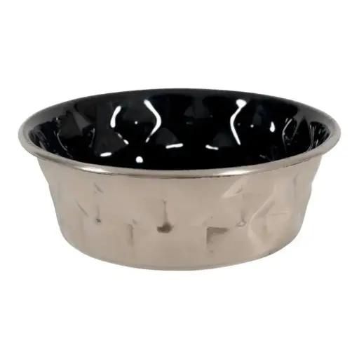 [SVT-0510] Diamonds Stainless Non-Slip Dog Bowls Black, 2.6 L   صَحن  