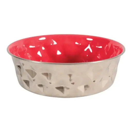 [SVT-0511] Diamonds Stainless Non-Slip Dog Bowls Red, 2.6 L   صَحن   