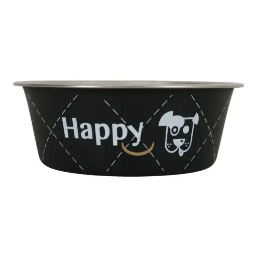 [SVT-0516] Happy Stainless Steel Dog Bowls Black, 0.8 L السلطانيات 