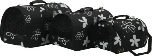 [SVT-0536] Pet Carrier Flower Black, Large حقيبة نقل الحيوانات الأليفة