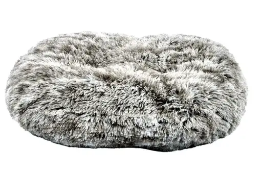 [SVT-0541] OVAL FURRY CUSHION BICOLOUR BLACK 73 x 58 وسادة بيضاوية من الفرو   