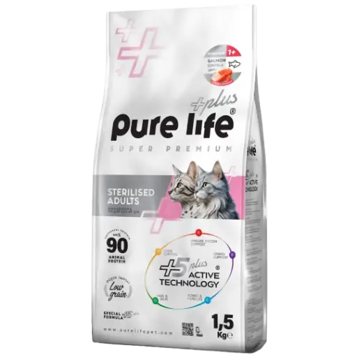 [PUR-0017] PURELIFE STERILIZED CAT 32/15 SALMON 1.5KGسلمون 