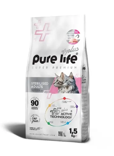 [PUR-2207] PURELIFE STERILIZED CAT 32/15 CKN 1.5KGطعام القطط المعقمة دجاج